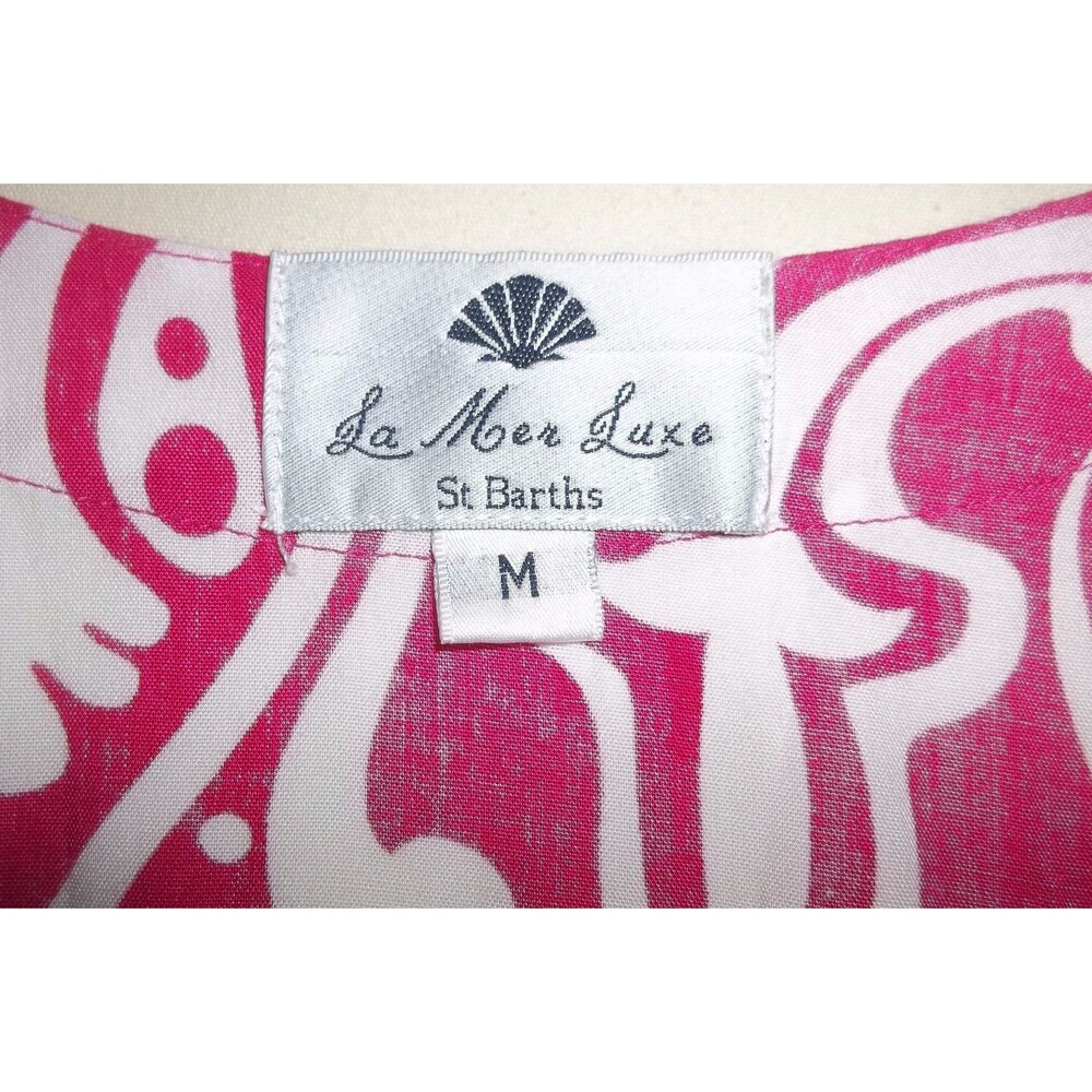 St. Barths Tunic Dress Size M.Pink White Paisley 100% Rayon La Mer Luxe - Picture 5 of 5